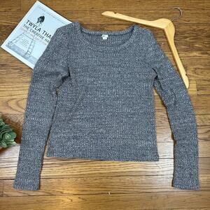 Aerie Super Soft Gray Waffle Knit Long Sleeve Top